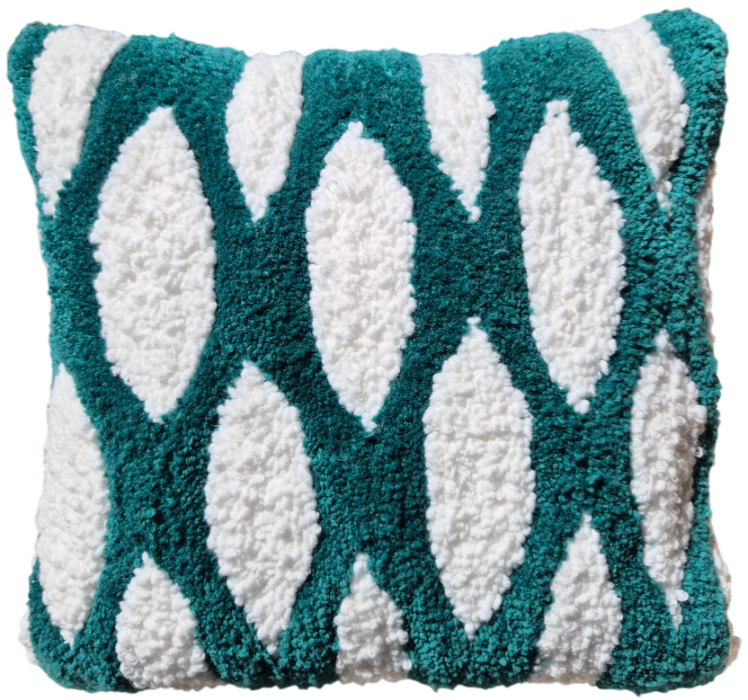 Coussin Emeraude en laine réalisé à la main par Maison Laëne