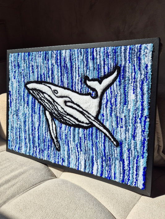 Tableau Whale en laine réalisé à la main par Maison Laëne